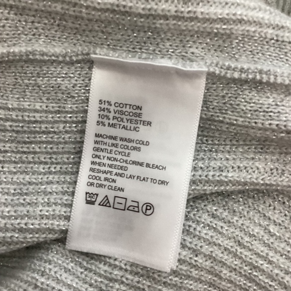 NEW W/T TOMMY BAHAMAS L/XL SHIMMER BONITA ZIP SWEATER PONCHO PEARL GRAY HEATHER - Picture 10 of 10